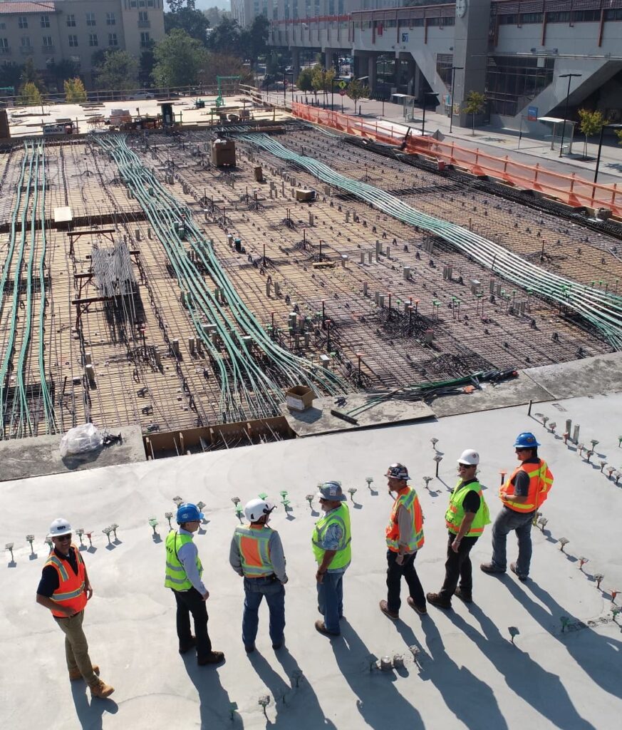 engineering team discussing while on site