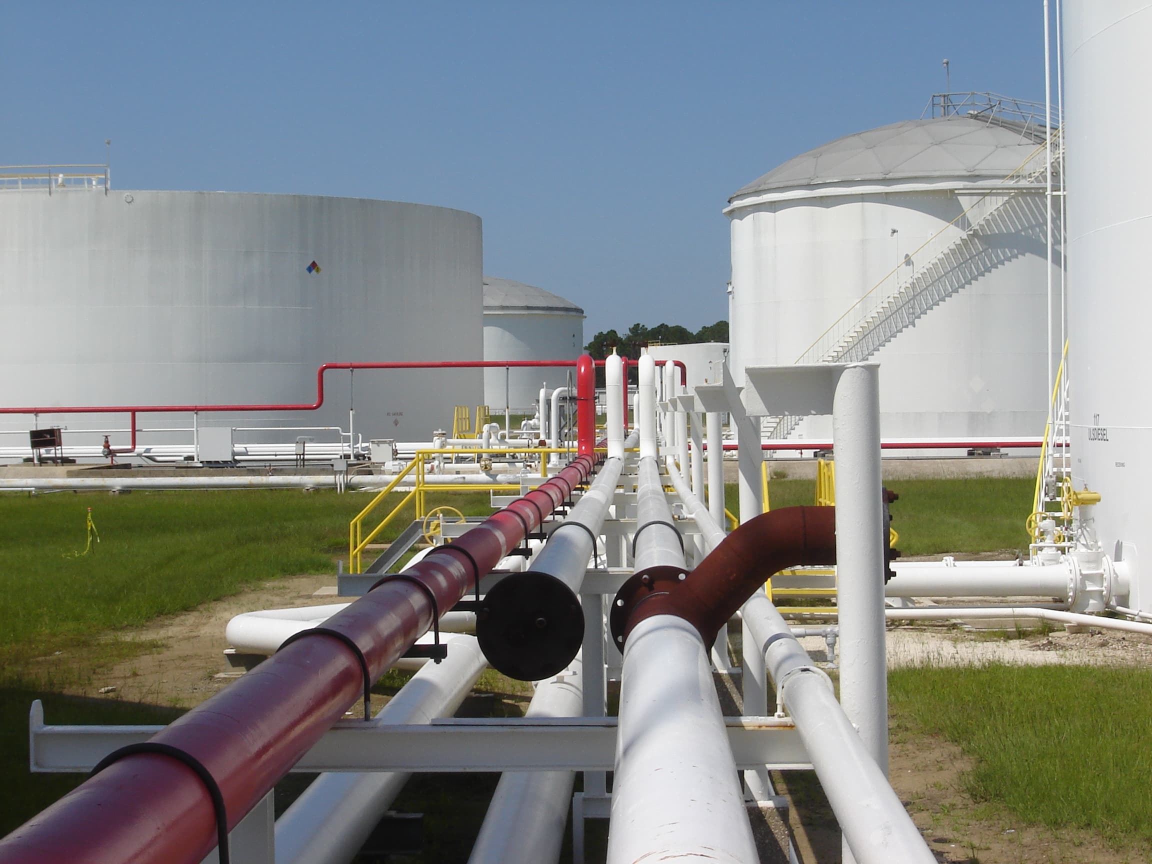 silos with various plumbing and storage tanks