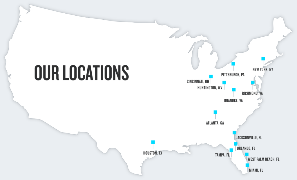 united states map with pinned locations